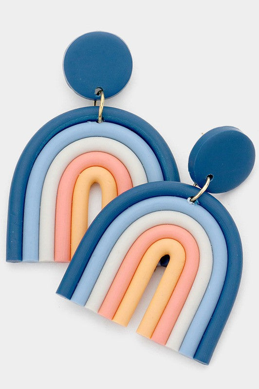 Rainbow Polymer Clay Dangle Earrings