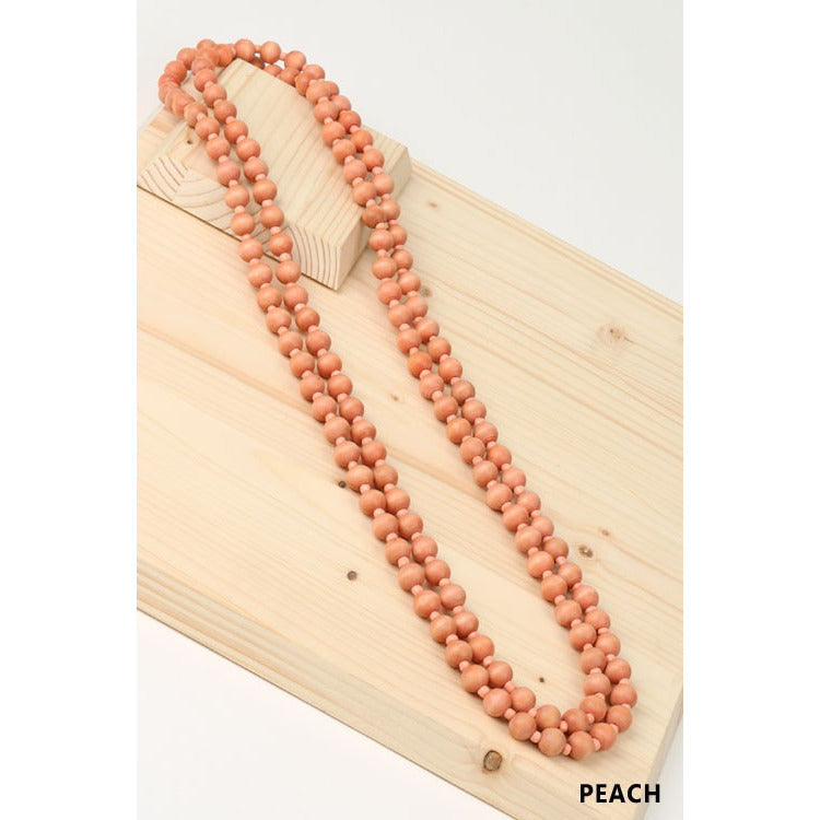 Wood Beaded Long Necklace - Debs Boutique  LLC