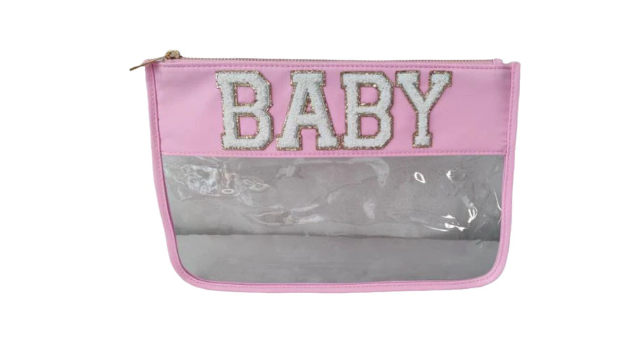 Bolsa transparente con letras "Baby"
