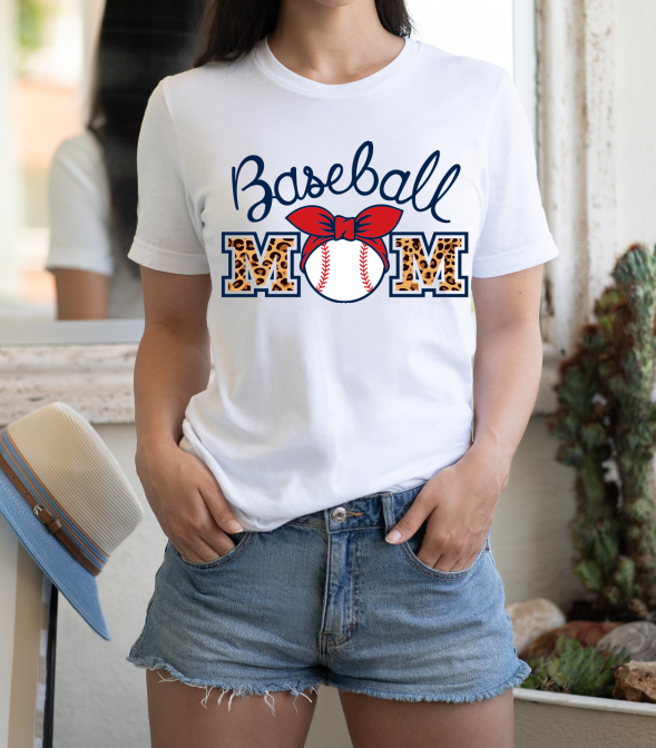 Baseball Mom Hair Bow Graphic Tee