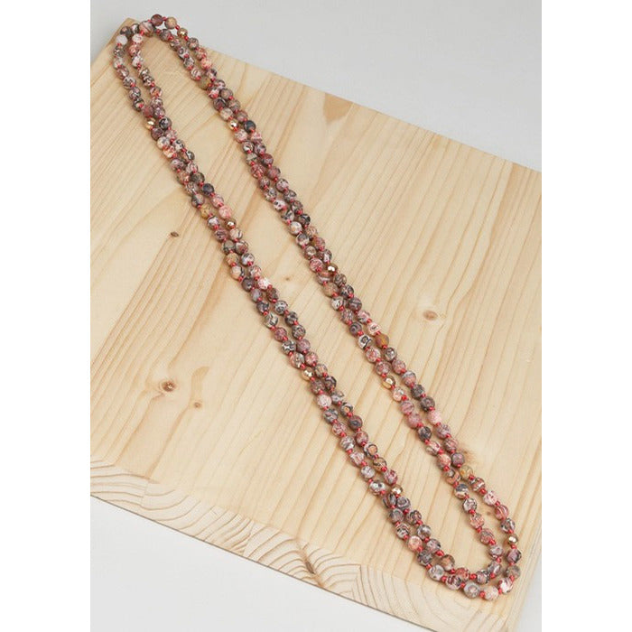 Natural Stone Beaded Long Necklace - Debs Boutique  LLC