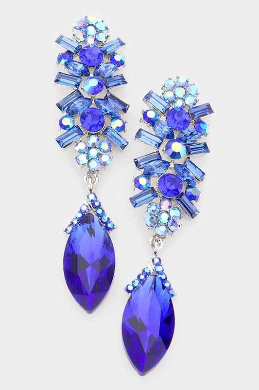 Marquise Glass Crystal Drop Evening Earrings