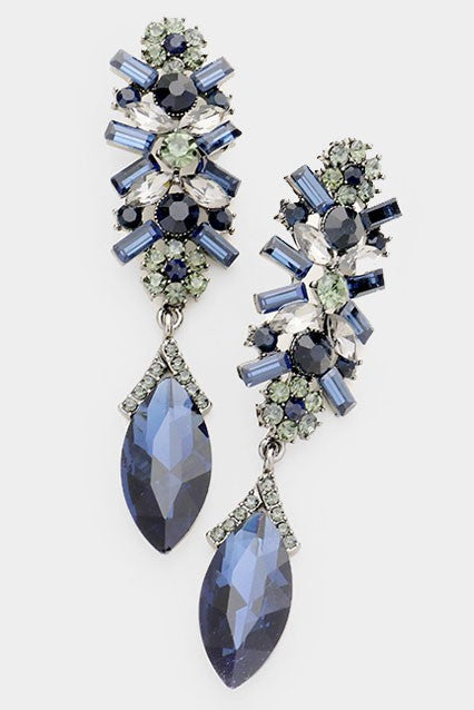 Marquise Glass Crystal Drop Evening Earrings