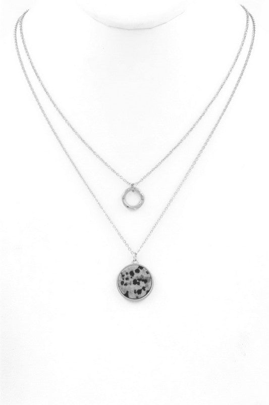 Stone Disc Pendant Necklace