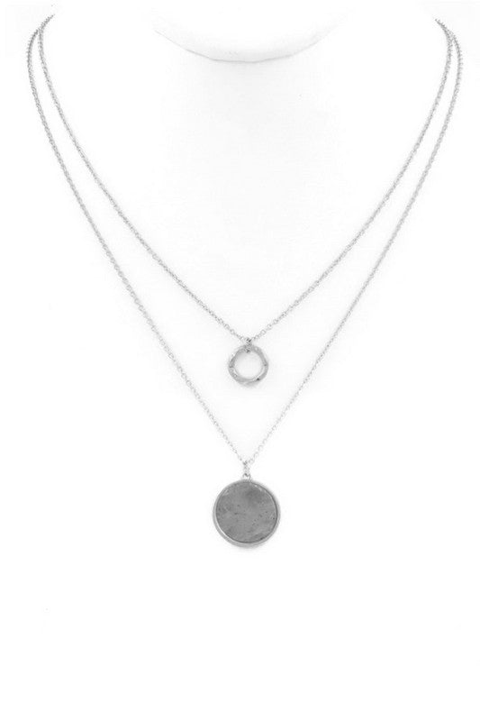 Stone Disc Pendant Necklace